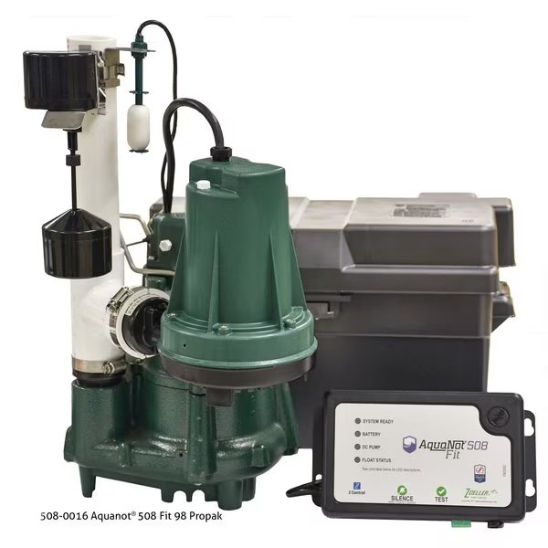 Aquanot Fit 1/2 HP Battery Powered Sump Pump, Zoeller, Mfr#: 508-0016